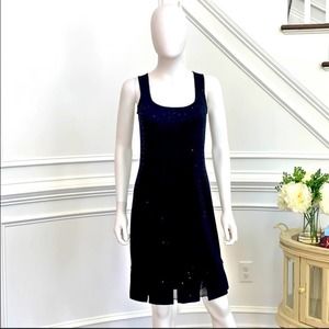 ST. JOHN Evening Embellished Scoop Neck Knit Dress